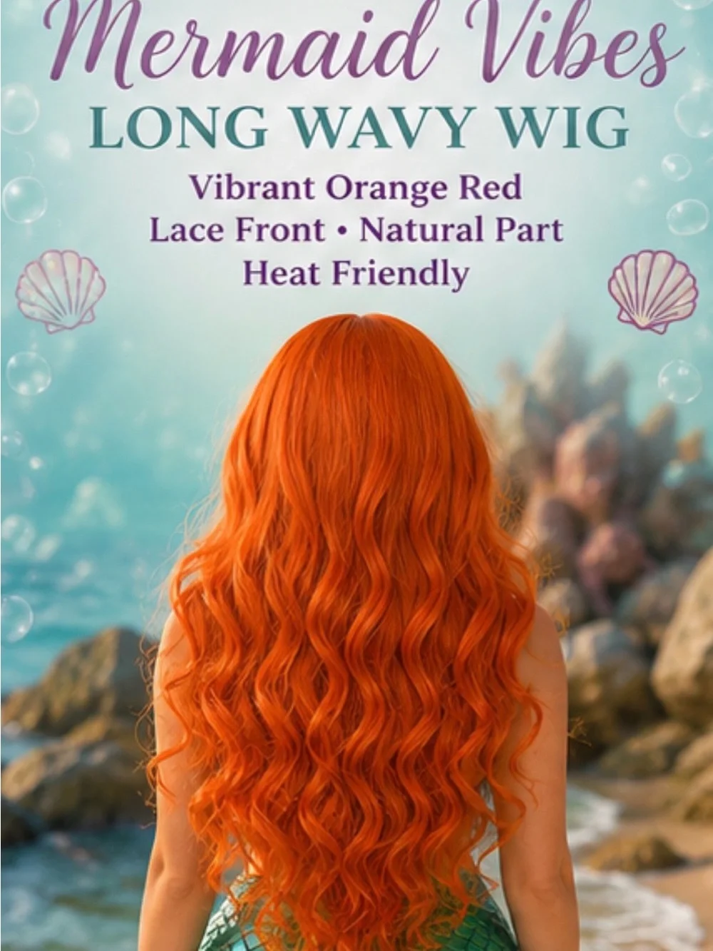 Long Vivid Orange Wavy Women's Wig -